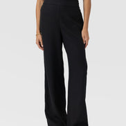 Corinne Wide Leg Linen Pant - Black