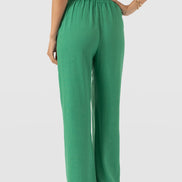Corinne Wide Leg Linen Pant - Green