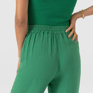 Corinne Wide Leg Linen Pant - Green