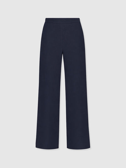 Corinne Wide Leg Linen Pant - Navy