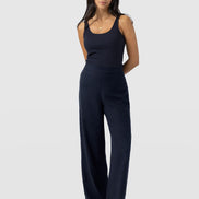 Corinne Wide Leg Linen Pant - Navy