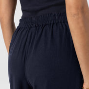 Corinne Wide Leg Linen Pant - Navy