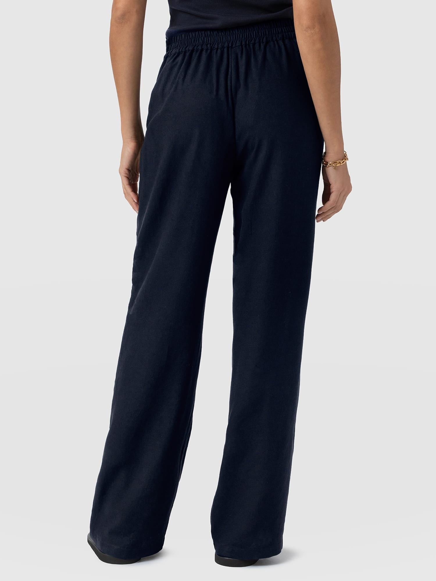 Corinne Wide Leg Linen Pant - Navy