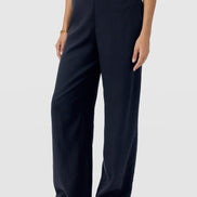 Corinne Wide Leg Linen Pant - Navy