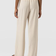 Corinne Wide Leg Linen Pant - Oatmeal