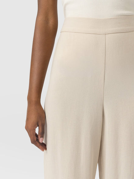 Corinne Wide Leg Linen Pant - Oatmeal