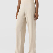 Corinne Wide Leg Linen Pant - Oatmeal