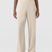 Corinne Wide Leg Linen Pant - Oatmeal