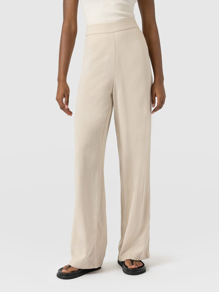 Corinne Wide Leg Linen Pant - Oatmeal