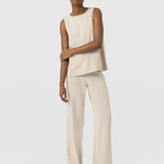 Corinne Wide Leg Linen Pant - Oatmeal