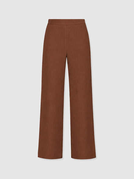 Corinne Wide Leg Linen Pant - Russet Brown
