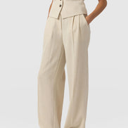 Argent Wide Leg Pant - Cream