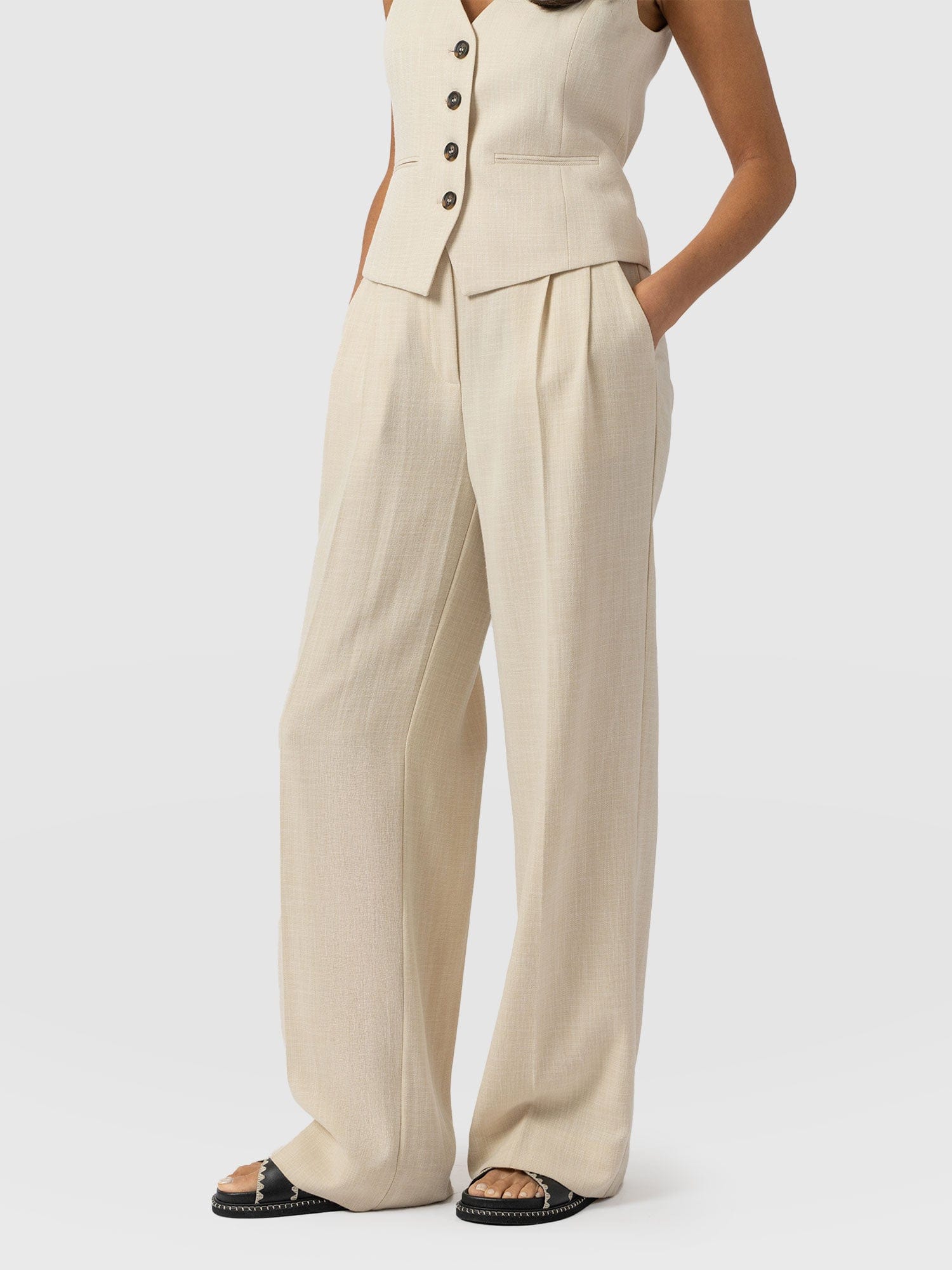 Argent Wide Leg Pant - Cream