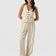 Argent Wide Leg Pant - Cream