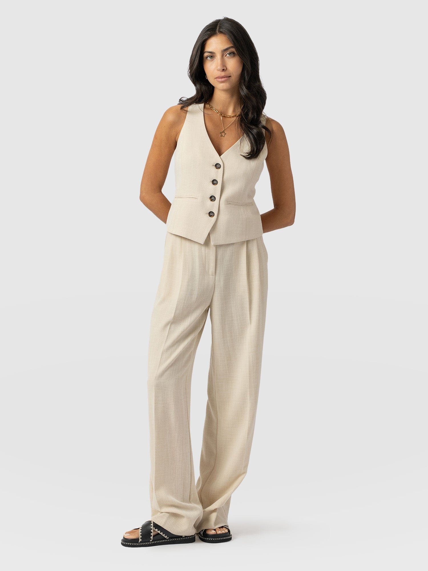 Argent Wide Leg Pant - Cream