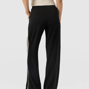 Hoxton Straight Leg Pant - Black - Cream/Beige Stripe