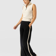 Hoxton Straight Leg Pant - Black - Cream/Beige Stripe