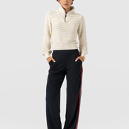 Hoxton Straight Leg Pant - Navy/Red Stripe