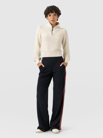 Hoxton Straight Leg Pant - Navy/Red Stripe