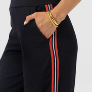 Hoxton Straight Leg Pant - Navy/Red Stripe