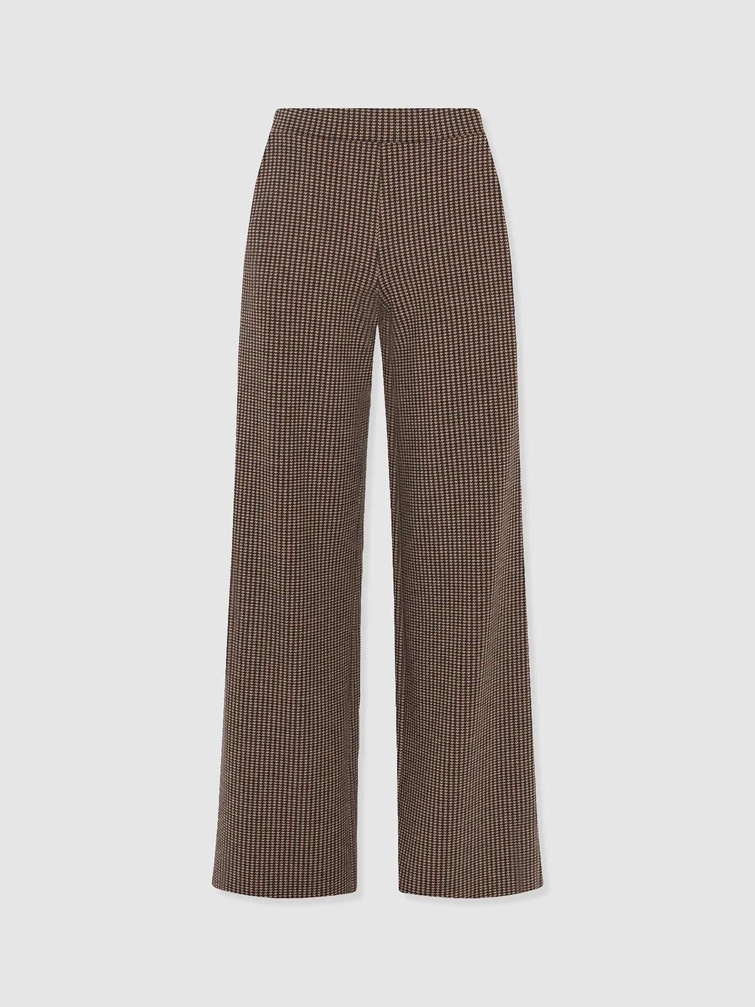 Keller Wide Leg Pant - Brown Mini Houndstooth