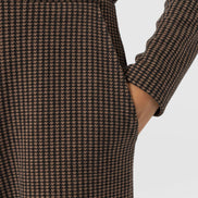 Keller Wide Leg Pant - Brown Mini Houndstooth