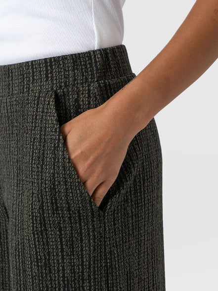Keller Wide Leg Pant - Green Texture