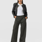Keller Wide Leg Pant - Green Texture