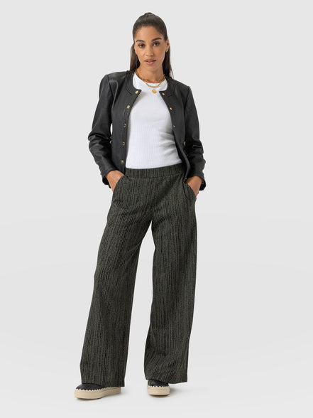 Keller Wide Leg Pant - Green Texture