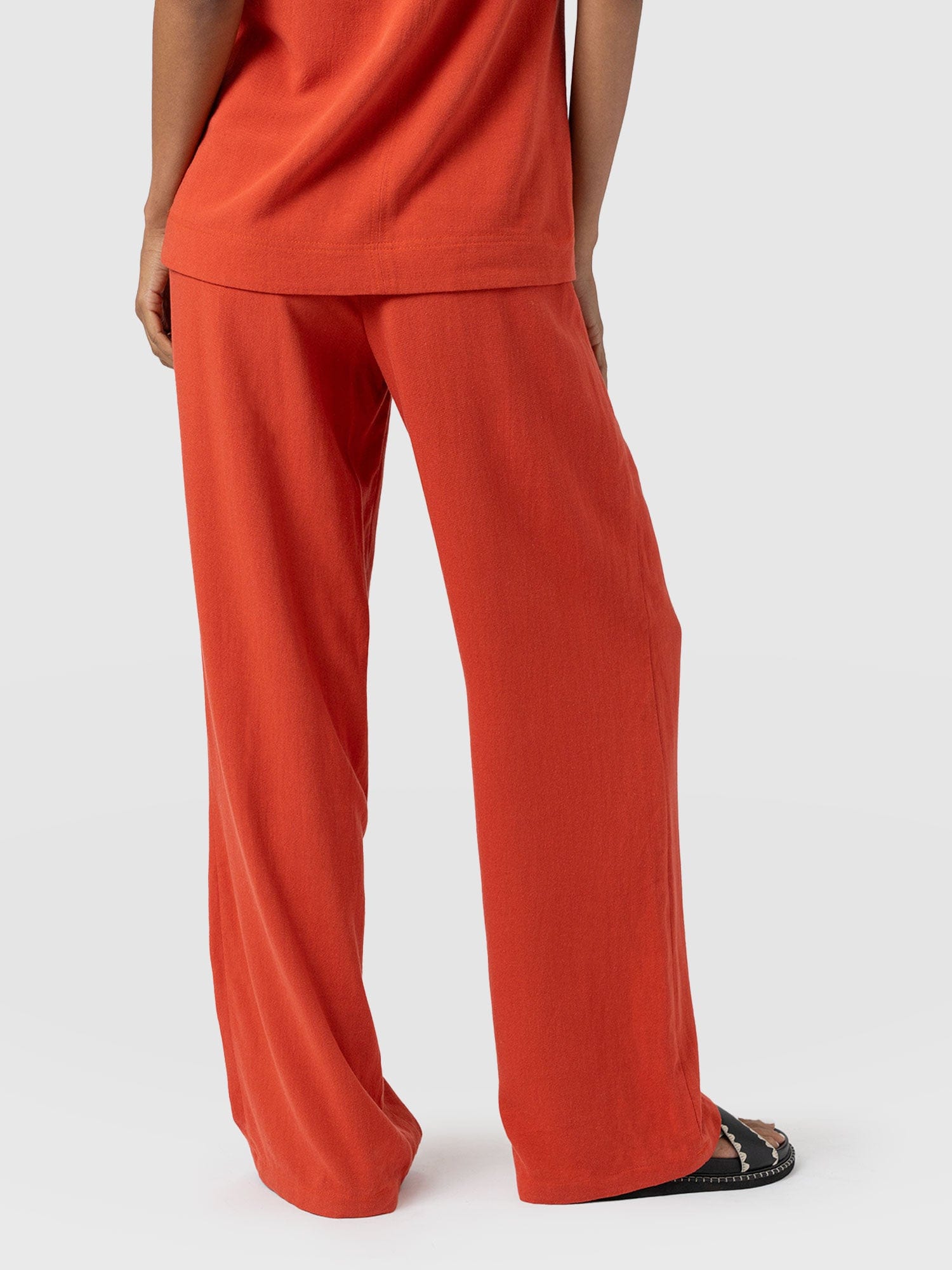 Corinne Wide Leg Linen Pant - Burnt Orange