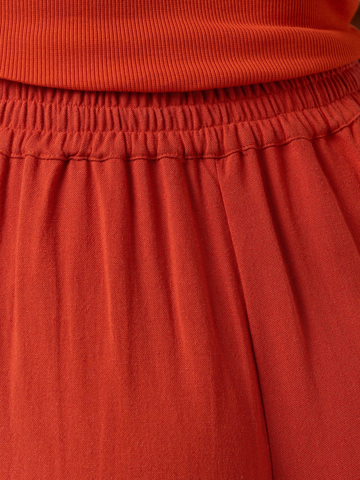 Corinne Wide Leg Linen Pant - Burnt Orange