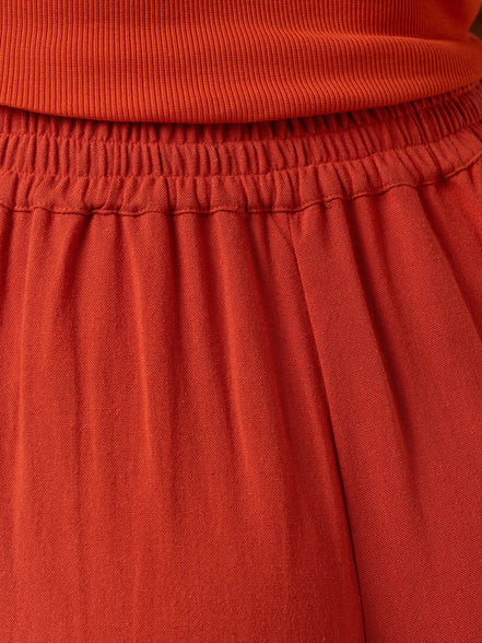 Corinne Wide Leg Linen Pant - Burnt Orange