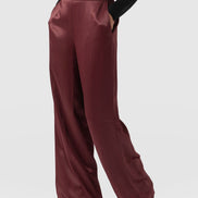 Langley Wide Leg Pant - Maroon