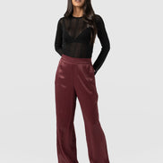 Langley Wide Leg Pant - Maroon