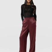 Langley Wide Leg Pant - Maroon