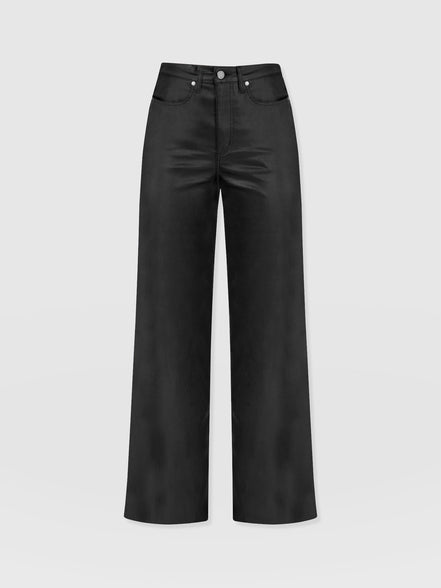 Maeve Wide Leg Pant - Black Coated