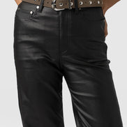 Maeve Wide Leg Pant - Black Coated