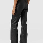 Maeve Wide Leg Pant - Black Coated