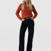 Maeve Wide Leg Pant - Black Cord