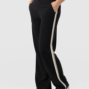 Runway Pant - Black - Cream/Beige Stripe