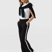 Runway Pant - Black - Cream/Beige Stripe