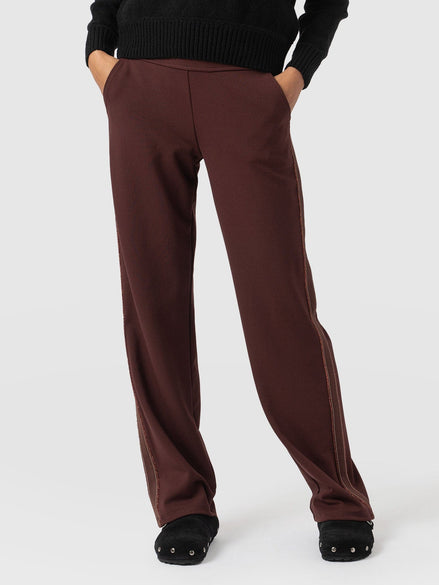 Runway Pant - Maroon - Bronze Stripe