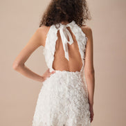 The White Mock Neck Tie-Back Mini Dress