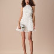 The White Mock Neck Tie-Back Mini Dress