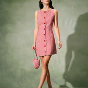 The Red Boat Neck Plaid Mini Dress