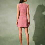 The Red Boat Neck Plaid Mini Dress