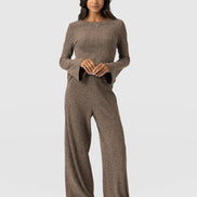 Hoxton Rib Wide Leg Pant - Beige