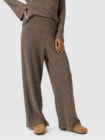 Hoxton Rib Wide Leg Pant - Beige
