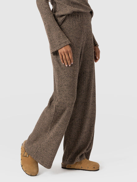 Hoxton Rib Wide Leg Pant - Beige