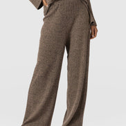 Hoxton Rib Wide Leg Pant - Beige